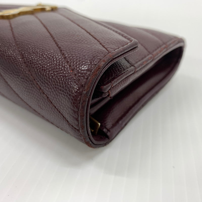 【中古品】【メンズ/レディース】 Saint Laurent サンローラン CFP372264 モノグラム フラップ ウォレット 長財布 レザーウォレット 200-260714-ko-05-tei カラー：ボルドー 万代Net店