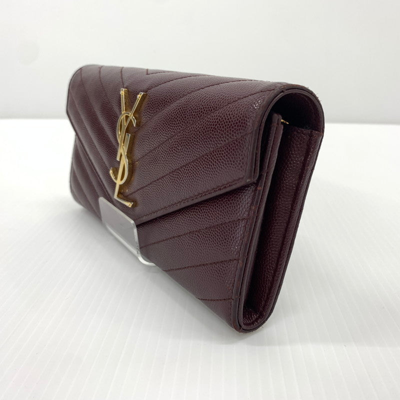 【中古品】【メンズ/レディース】 Saint Laurent サンローラン CFP372264 モノグラム フラップ ウォレット 長財布 レザーウォレット 200-260714-ko-05-tei カラー：ボルドー 万代Net店