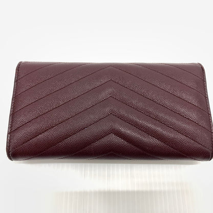 【中古品】【メンズ/レディース】 Saint Laurent サンローラン CFP372264 モノグラム フラップ ウォレット 長財布 レザーウォレット 200-260714-ko-05-tei カラー：ボルドー 万代Net店