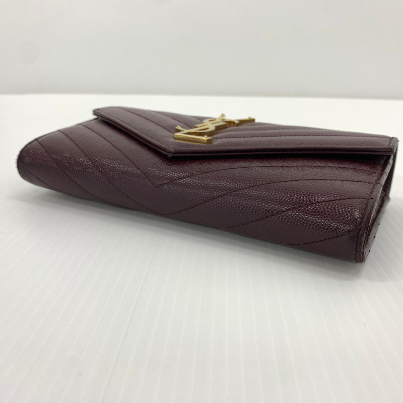 【中古品】【メンズ/レディース】 Saint Laurent サンローラン CFP372264 モノグラム フラップ ウォレット 長財布 レザーウォレット 200-260714-ko-05-tei カラー：ボルドー 万代Net店