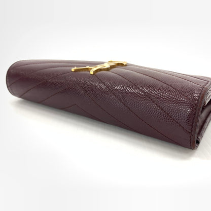 【中古品】【メンズ/レディース】 Saint Laurent サンローラン CFP372264 モノグラム フラップ ウォレット 長財布 レザーウォレット 200-260714-ko-05-tei カラー：ボルドー 万代Net店