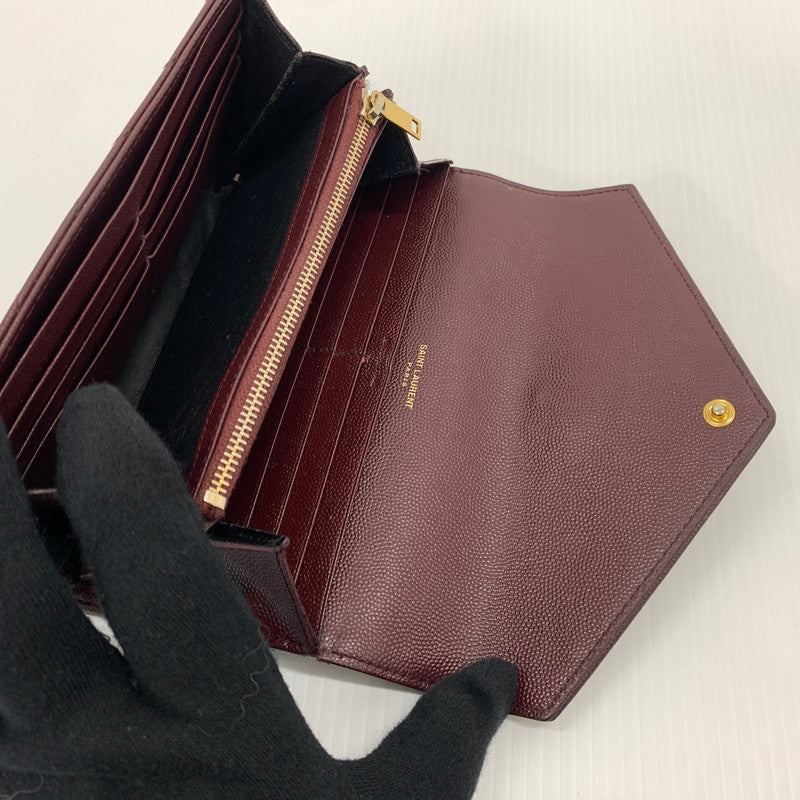 【中古品】【メンズ/レディース】 Saint Laurent サンローラン CFP372264 モノグラム フラップ ウォレット 長財布 レザーウォレット 200-260714-ko-05-tei カラー：ボルドー 万代Net店