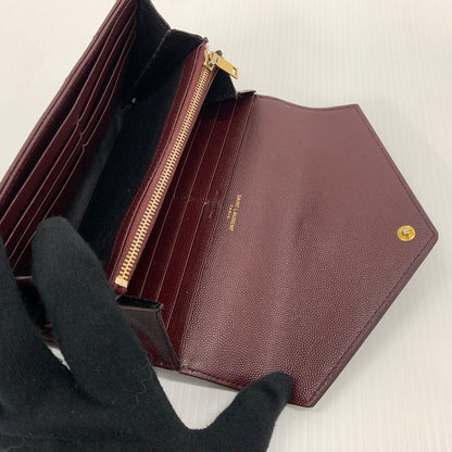 【中古品】【メンズ/レディース】 Saint Laurent サンローラン CFP372264 モノグラム フラップ ウォレット 長財布 レザーウォレット 200-260714-ko-05-tei カラー：ボルドー 万代Net店