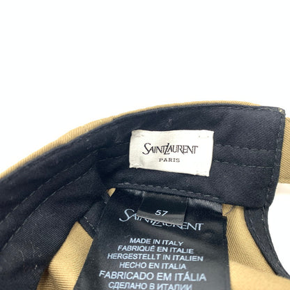 【中古品】【メンズ】 Saint Laurent Paris サンローランパリ バーシティ キャップ 帽子 コットン 183-260714-ko-02-tei サイズ：57 カラー：ベージュ系/カーキ系 万代Net店
