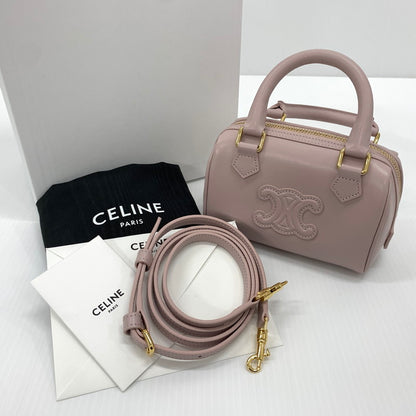 【中古品】【レディース】 CELINE セリーヌ CUIR TRIOMPHE MINI BOSTONBAG 10P04 ミニボストンバッグ カバン ハンドバッグ ショルダーバッグ 180-260714-ko-03-tei カラー：ピンク 万代Net店