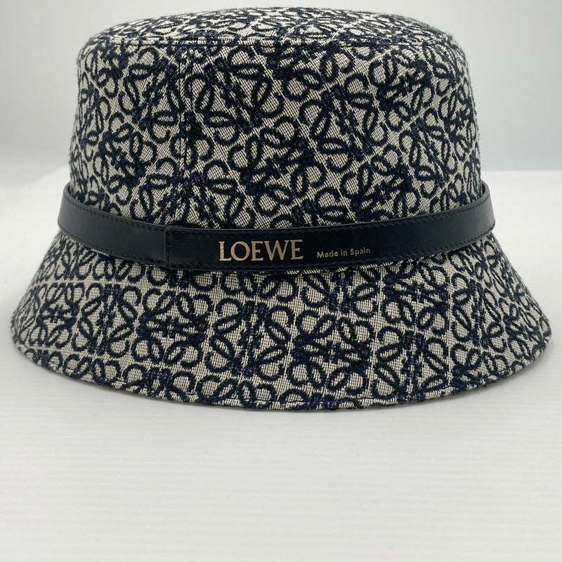 【中古品】【メンズ】 LOEWE ロエベ ANAGRAM JACQUARD BUCKET HAT K820HB1X07 アナグラムジャガード バケットハット 帽子 183-260720-ss-01-tei サイズ：59 カラー：ネイビー 万代Net店