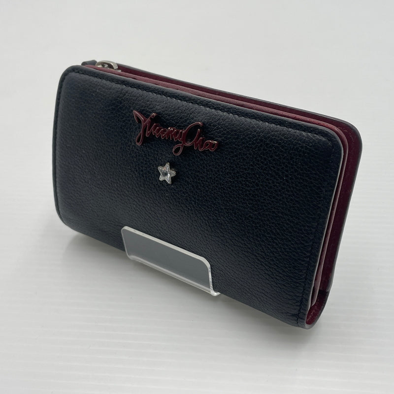 【中古品】【メンズ】 JIMMY CHOO ジミーチュウ LOGO FRONT BI-FOLD WALLET ロゴフロント バイフォールド ウォレット 二つ折り財布 181-260720-ss-02-tei カラー：ブラック 万代Net店