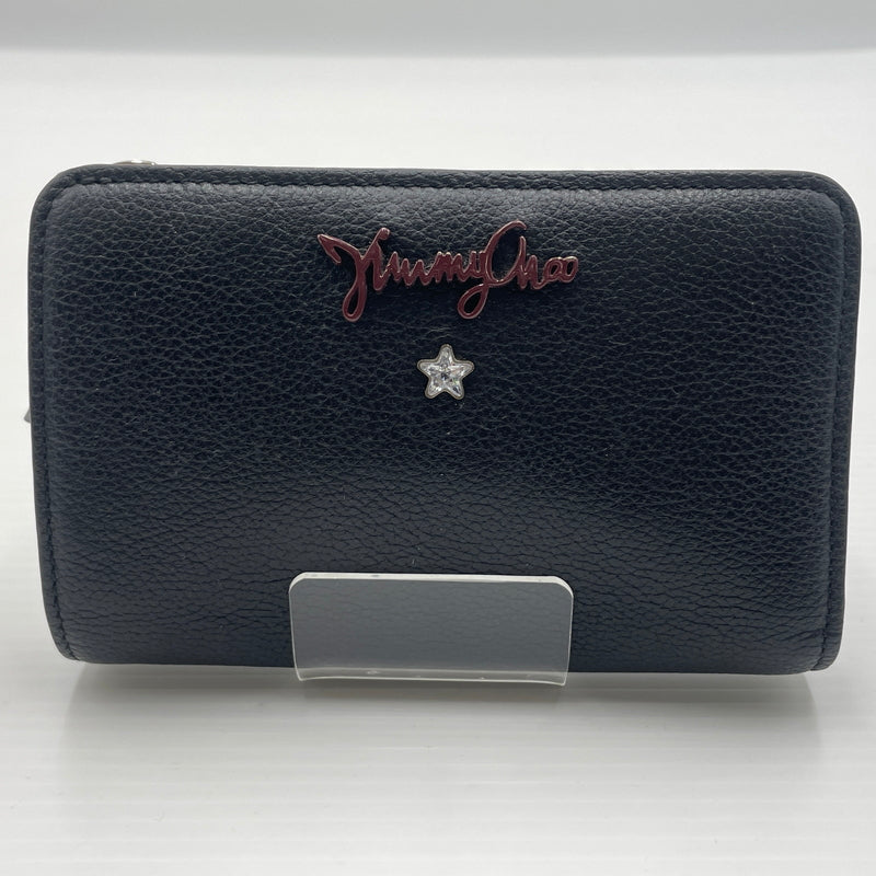 【中古品】【メンズ】 JIMMY CHOO ジミーチュウ LOGO FRONT BI-FOLD WALLET ロゴフロント バイフォールド ウォレット 二つ折り財布 181-260720-ss-02-tei カラー：ブラック 万代Net店
