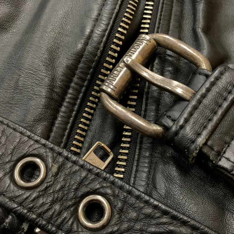 【現状渡し品】【メンズ】 HARLEY-DAVIDSON ハーレーダビッドソン LEATHER RIDERS JACKET レザー ライダース ジャケット アウター 145-260716-sa-04-tei サイズ：XL カラー：ブラック 万代Net店