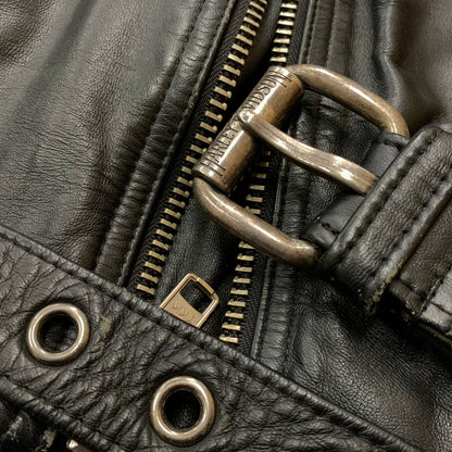 【現状渡し品】【メンズ】 HARLEY-DAVIDSON ハーレーダビッドソン LEATHER RIDERS JACKET レザー ライダース ジャケット アウター 145-260716-sa-04-tei サイズ：XL カラー：ブラック 万代Net店