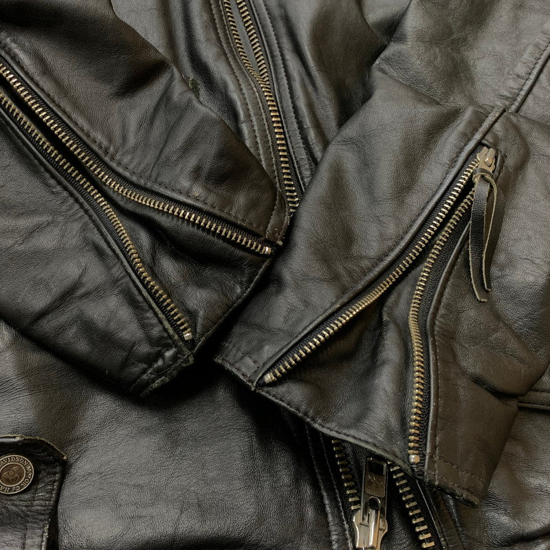 【現状渡し品】【メンズ】 HARLEY-DAVIDSON ハーレーダビッドソン LEATHER RIDERS JACKET レザー ライダース ジャケット アウター 145-260716-sa-04-tei サイズ：XL カラー：ブラック 万代Net店