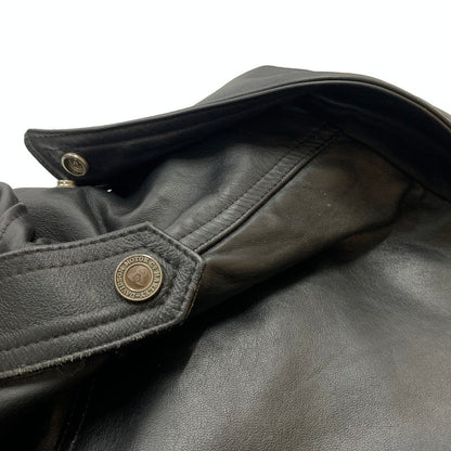 【現状渡し品】【メンズ】 HARLEY-DAVIDSON ハーレーダビッドソン LEATHER RIDERS JACKET レザー ライダース ジャケット アウター 145-260716-sa-04-tei サイズ：XL カラー：ブラック 万代Net店
