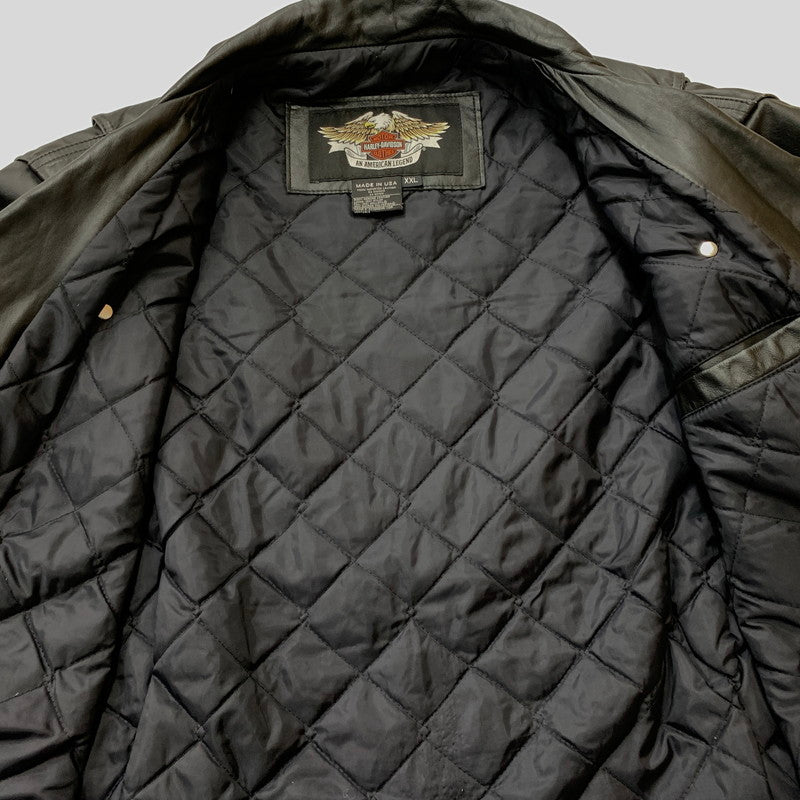 【現状渡し品】【メンズ】 HARLEY-DAVIDSON ハーレーダビッドソン LEATHER RIDERS JACKET レザー ライダース ジャケット アウター 145-260716-sa-04-tei サイズ：XL カラー：ブラック 万代Net店