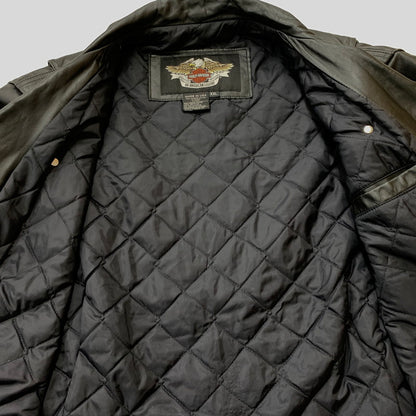 【現状渡し品】【メンズ】 HARLEY-DAVIDSON ハーレーダビッドソン LEATHER RIDERS JACKET レザー ライダース ジャケット アウター 145-260716-sa-04-tei サイズ：XL カラー：ブラック 万代Net店