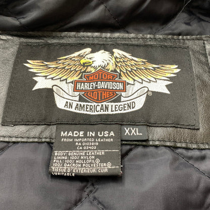 【現状渡し品】【メンズ】 HARLEY-DAVIDSON ハーレーダビッドソン LEATHER RIDERS JACKET レザー ライダース ジャケット アウター 145-260716-sa-04-tei サイズ：XL カラー：ブラック 万代Net店