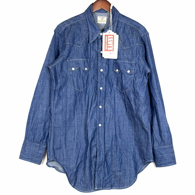 【中古品】【メンズ】 LEVI’S VINTAGE CLOTHING リーバイス ビンテージ クロージング SHORTHORN SAWTOOTH WESTERN SHIRT 001L7-0002 ウエスタン シャツ 145-260716-sa-05-tei サイズ：M カラー：インディゴ 万代Net店