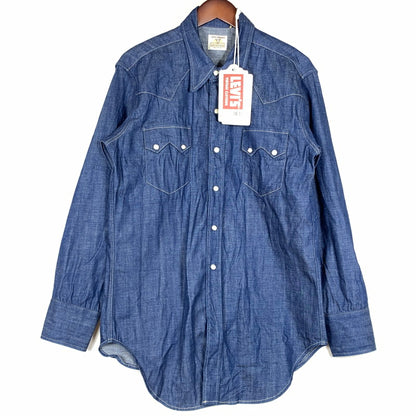 【中古品】【メンズ】 LEVI’S VINTAGE CLOTHING リーバイス ビンテージ クロージング SHORTHORN SAWTOOTH WESTERN SHIRT 001L7-0002 ウエスタン シャツ 145-260716-sa-05-tei サイズ：M カラー：インディゴ 万代Net店