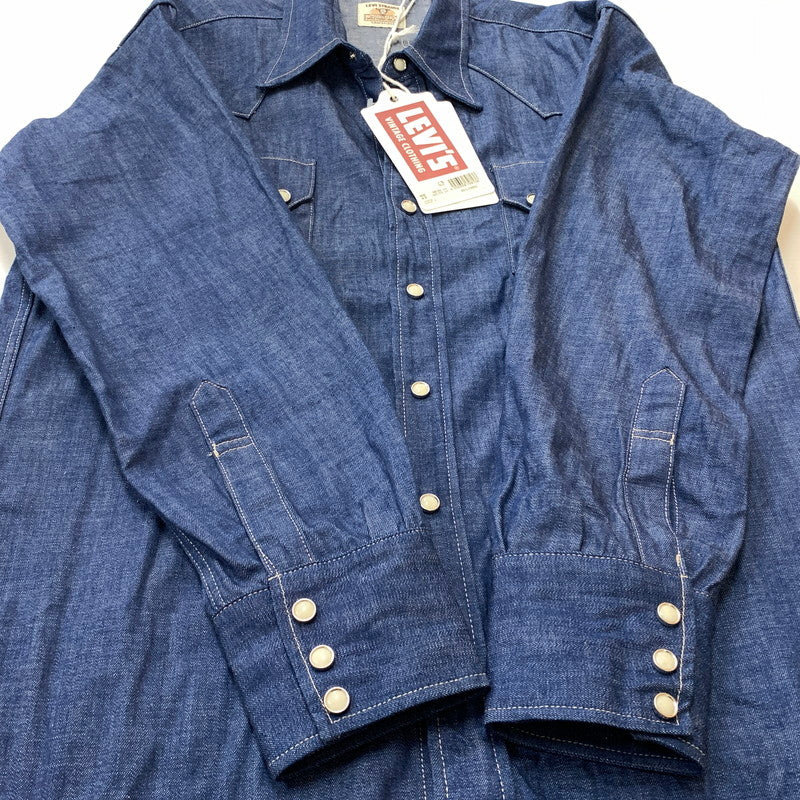 【中古品】【メンズ】 LEVI’S VINTAGE CLOTHING リーバイス ビンテージ クロージング SHORTHORN SAWTOOTH WESTERN SHIRT 001L7-0002 ウエスタン シャツ 145-260716-sa-05-tei サイズ：M カラー：インディゴ 万代Net店