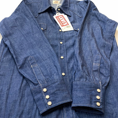 【中古品】【メンズ】 LEVI’S VINTAGE CLOTHING リーバイス ビンテージ クロージング SHORTHORN SAWTOOTH WESTERN SHIRT 001L7-0002 ウエスタン シャツ 145-260716-sa-05-tei サイズ：M カラー：インディゴ 万代Net店