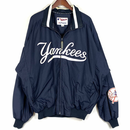 【中古品】【メンズ】 MAJESTIC マジェスティック YANKEES ZIP JACKET ヤンキース ジップ ジャケット アウター 145-260716-sa-08-tei サイズ：L カラー：ネイビー 万代Net店
