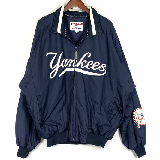 【中古品】【メンズ】 MAJESTIC マジェスティック YANKEES ZIP JACKET ヤンキース ジップ ジャケット アウター 145-260716-sa-08-tei サイズ：L カラー：ネイビー 万代Net店