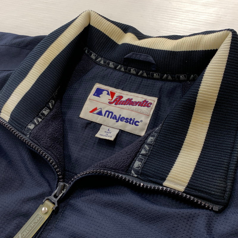 【中古品】【メンズ】 MAJESTIC マジェスティック YANKEES ZIP JACKET ヤンキース ジップ ジャケット アウター 145-260716-sa-08-tei サイズ：L カラー：ネイビー 万代Net店