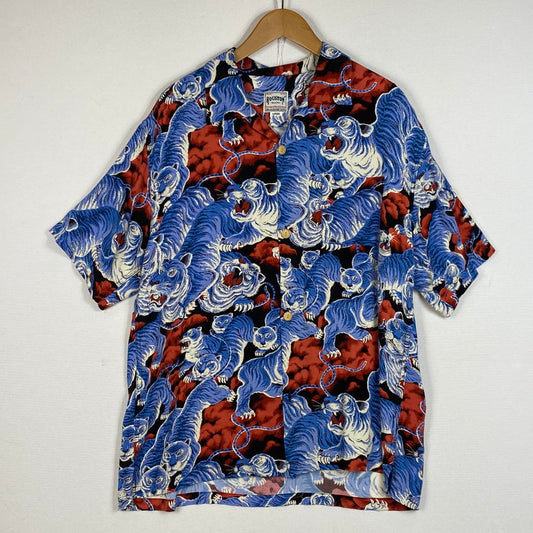 【中古品】【メンズ】 HOUSTON ヒューストン ALOHA SHIRT 41022 アロハ シャツ 半袖 トップス 145-260718-sa-01-tei サイズ：L カラー：タイガー 万代Net店