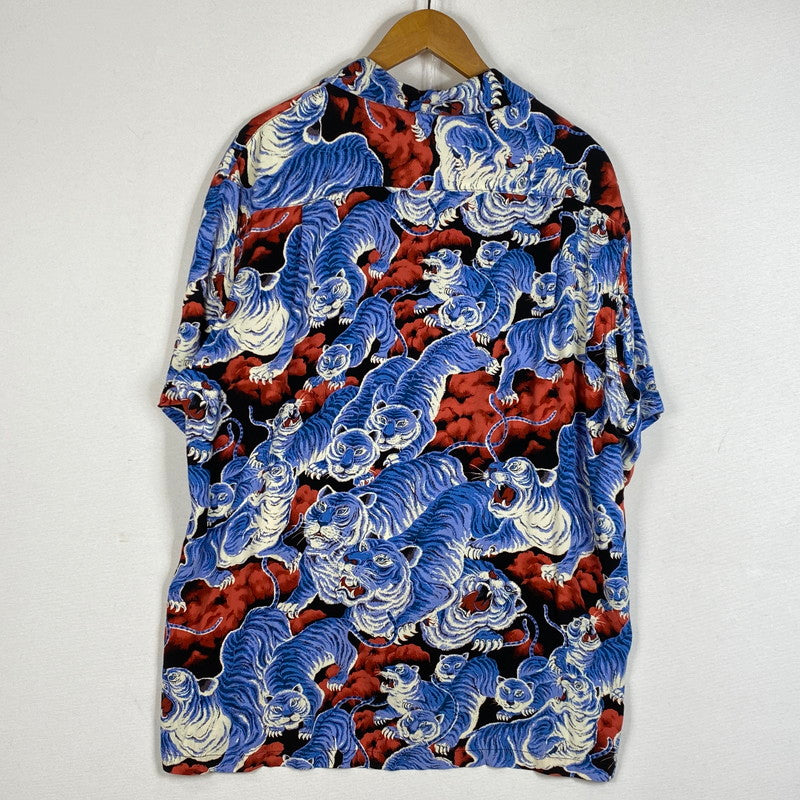 【中古品】【メンズ】 HOUSTON ヒューストン ALOHA SHIRT 41022 アロハ シャツ 半袖 トップス 145-260718-sa-01-tei サイズ：L カラー：タイガー 万代Net店