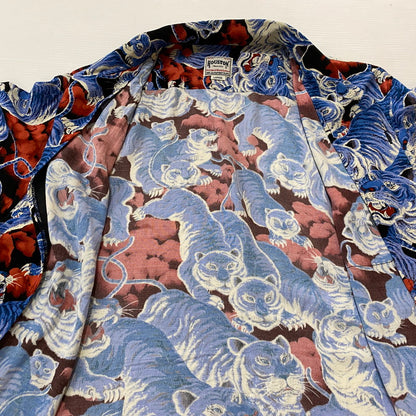 【中古品】【メンズ】 HOUSTON ヒューストン ALOHA SHIRT 41022 アロハ シャツ 半袖 トップス 145-260718-sa-01-tei サイズ：L カラー：タイガー 万代Net店