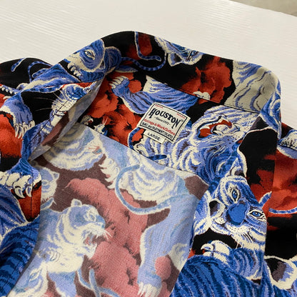 【中古品】【メンズ】 HOUSTON ヒューストン ALOHA SHIRT 41022 アロハ シャツ 半袖 トップス 145-260718-sa-01-tei サイズ：L カラー：タイガー 万代Net店