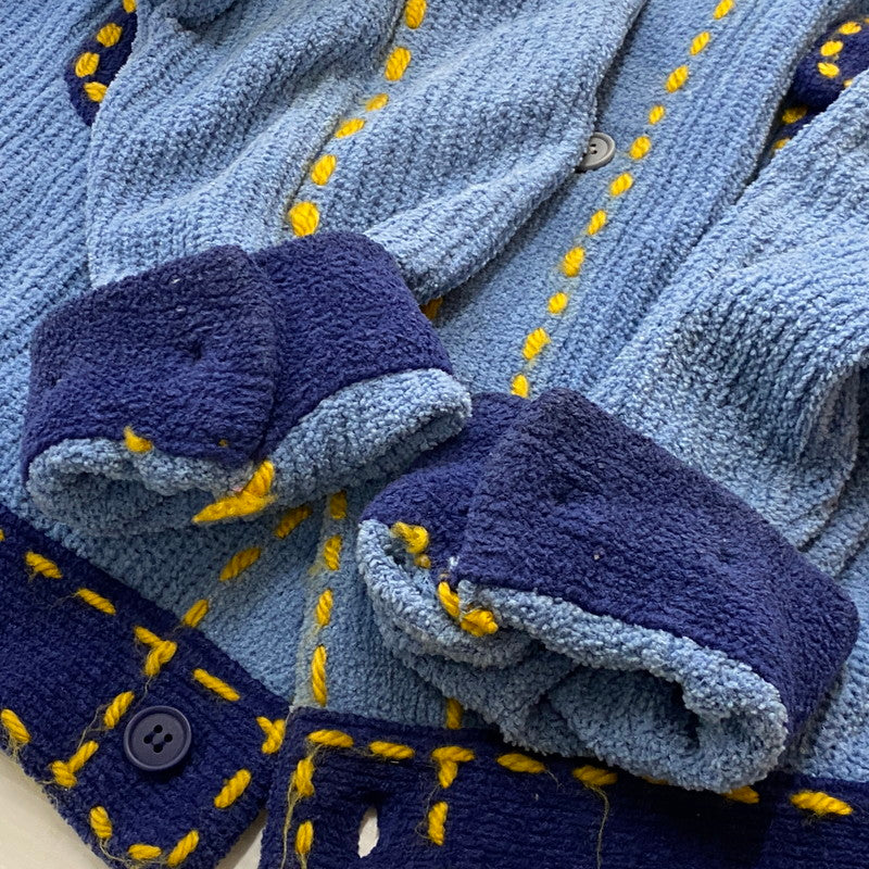 【中古品】【メンズ】 PHINGERIN フィンガリン PG1 KNIT PD-242-KN-011 ピージーワン ニット トップス カーディガン 140-260718-sa-03-tei サイズ：M カラー：ブルー 万代Net店