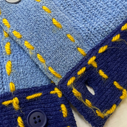【中古品】【メンズ】 PHINGERIN フィンガリン PG1 KNIT PD-242-KN-011 ピージーワン ニット トップス カーディガン 140-260718-sa-03-tei サイズ：M カラー：ブルー 万代Net店