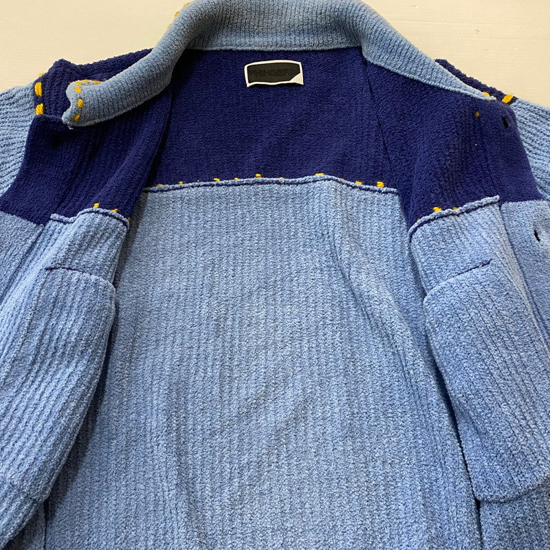 【中古品】【メンズ】 PHINGERIN フィンガリン PG1 KNIT PD-242-KN-011 ピージーワン ニット トップス カーディガン 140-260718-sa-03-tei サイズ：M カラー：ブルー 万代Net店