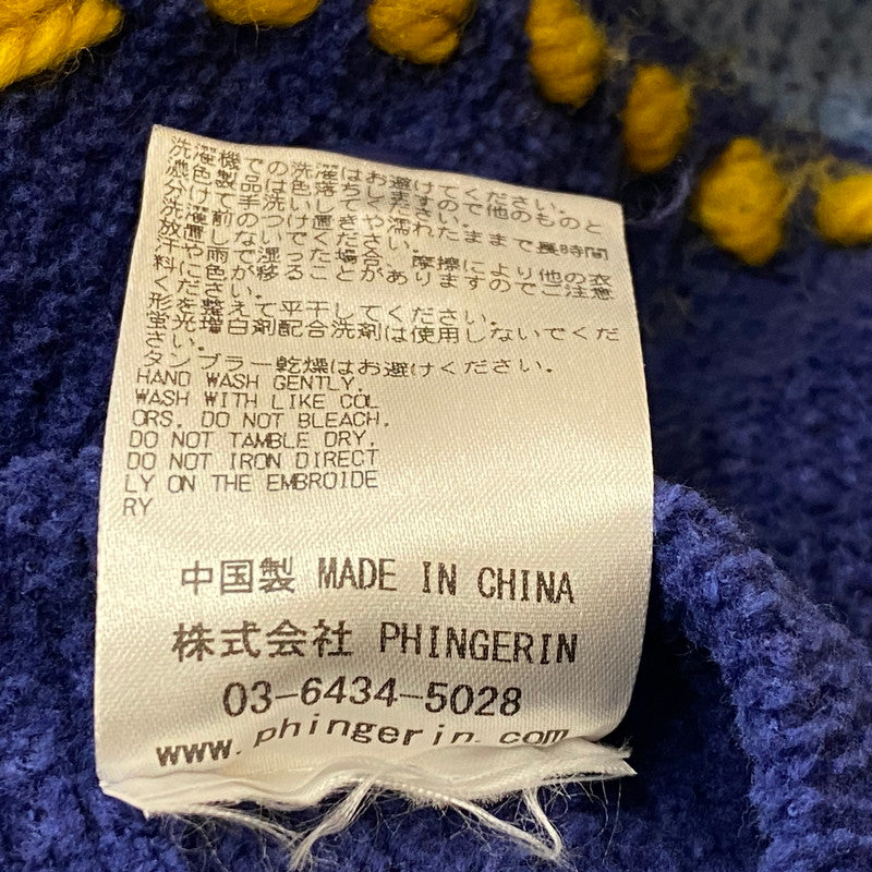 【中古品】【メンズ】 PHINGERIN フィンガリン PG1 KNIT PD-242-KN-011 ピージーワン ニット トップス カーディガン 140-260718-sa-03-tei サイズ：M カラー：ブルー 万代Net店