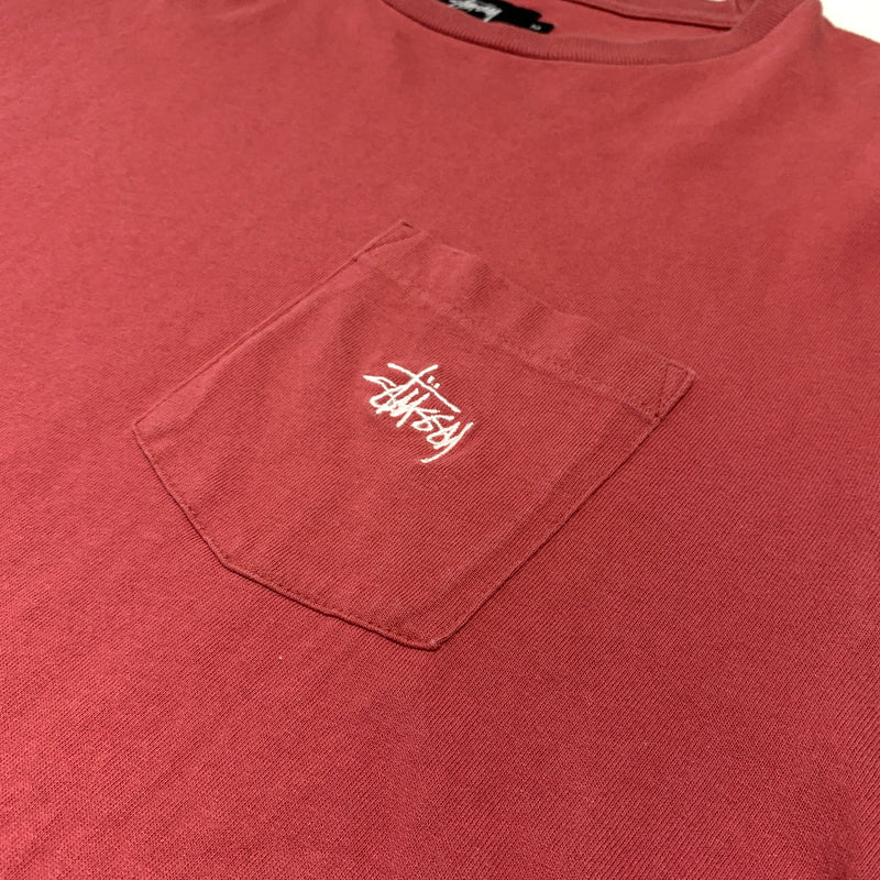 【中古品】【メンズ】 STUSSY ステューシー LOGO POCKET TEE ロゴ ポケット Ｔシャツ 半袖 トップス 142-260720-ko-04-tei サイズ：M カラー：ピンク 万代Net店