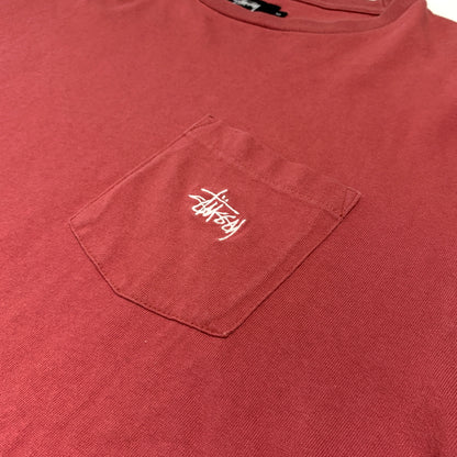 【中古品】【メンズ】 STUSSY ステューシー LOGO POCKET TEE ロゴ ポケット Ｔシャツ 半袖 トップス 142-260720-ko-04-tei サイズ：M カラー：ピンク 万代Net店