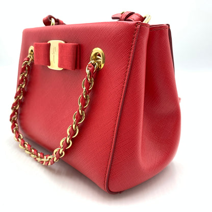 【中古品】【レディース】 Salvatore Ferragamo サルヴァトーレ・フェラガモ AB-21G191 ヴァラリボン 2WAYチェーンバッグ カバン ショルダーバッグ ハンドバッグ 188-260721-ko-03-tei カラー：レッド 万代Net店