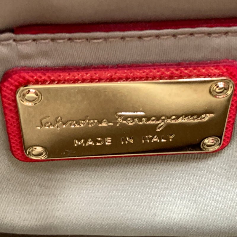 【中古品】【レディース】 Salvatore Ferragamo サルヴァトーレ・フェラガモ AB-21G191 ヴァラリボン 2WAYチェーンバッグ カバン ショルダーバッグ ハンドバッグ 188-260721-ko-03-tei カラー：レッド 万代Net店