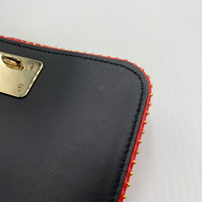 【中古品】【レディース】 Salvatore Ferragamo サルヴァトーレ・フェラガモ FZ-21 O002 ヴァラリボン スタッズショルダーバッグ カバン レザーバッグ 188-260721-ko-04-tei カラー：レッド 万代Net店