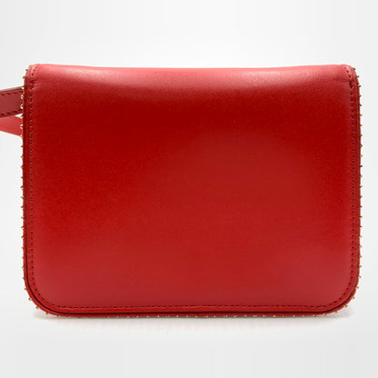 【中古品】【レディース】 Salvatore Ferragamo サルヴァトーレ・フェラガモ FZ-21 O002 ヴァラリボン スタッズショルダーバッグ カバン レザーバッグ 188-260721-ko-04-tei カラー：レッド 万代Net店