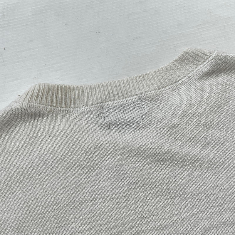 【中古品】【メンズ】 HYSTERIC GLAMOUR ヒステリックグラマー GIRL WOMAN LOGO STRETCH LINEN COTTON KNIT 02171NS04 ガール ウーマン ロゴ ストレッチ リネンコットン ニット トップス 140-260719-sa-04-tei サイズ：M カラー：ホワイト 万代Net店