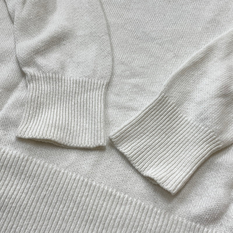 【中古品】【メンズ】 HYSTERIC GLAMOUR ヒステリックグラマー GIRL WOMAN LOGO STRETCH LINEN COTTON KNIT 02171NS04 ガール ウーマン ロゴ ストレッチ リネンコットン ニット トップス 140-260719-sa-04-tei サイズ：M カラー：ホワイト 万代Net店