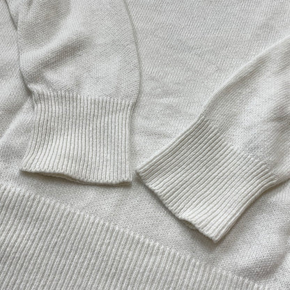 【中古品】【メンズ】 HYSTERIC GLAMOUR ヒステリックグラマー GIRL WOMAN LOGO STRETCH LINEN COTTON KNIT 02171NS04 ガール ウーマン ロゴ ストレッチ リネンコットン ニット トップス 140-260719-sa-04-tei サイズ：M カラー：ホワイト 万代Net店