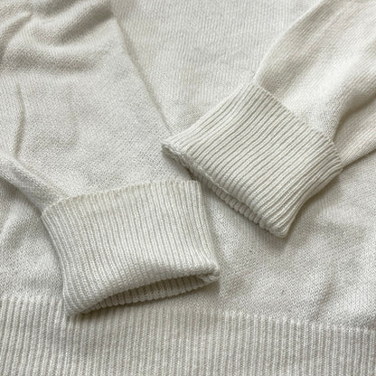 【中古品】【メンズ】 HYSTERIC GLAMOUR ヒステリックグラマー GIRL WOMAN LOGO STRETCH LINEN COTTON KNIT 02171NS04 ガール ウーマン ロゴ ストレッチ リネンコットン ニット トップス 140-260719-sa-04-tei サイズ：M カラー：ホワイト 万代Net店