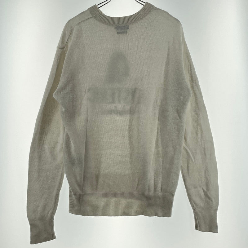 【中古品】【メンズ】 HYSTERIC GLAMOUR ヒステリックグラマー GIRL WOMAN LOGO STRETCH LINEN COTTON KNIT 02171NS04 ガール ウーマン ロゴ ストレッチ リネンコットン ニット トップス 140-260719-sa-04-tei サイズ：M カラー：ホワイト 万代Net店