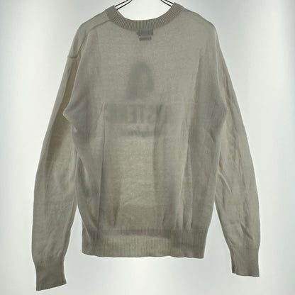 【中古品】【メンズ】 HYSTERIC GLAMOUR ヒステリックグラマー GIRL WOMAN LOGO STRETCH LINEN COTTON KNIT 02171NS04 ガール ウーマン ロゴ ストレッチ リネンコットン ニット トップス 140-260719-sa-04-tei サイズ：M カラー：ホワイト 万代Net店