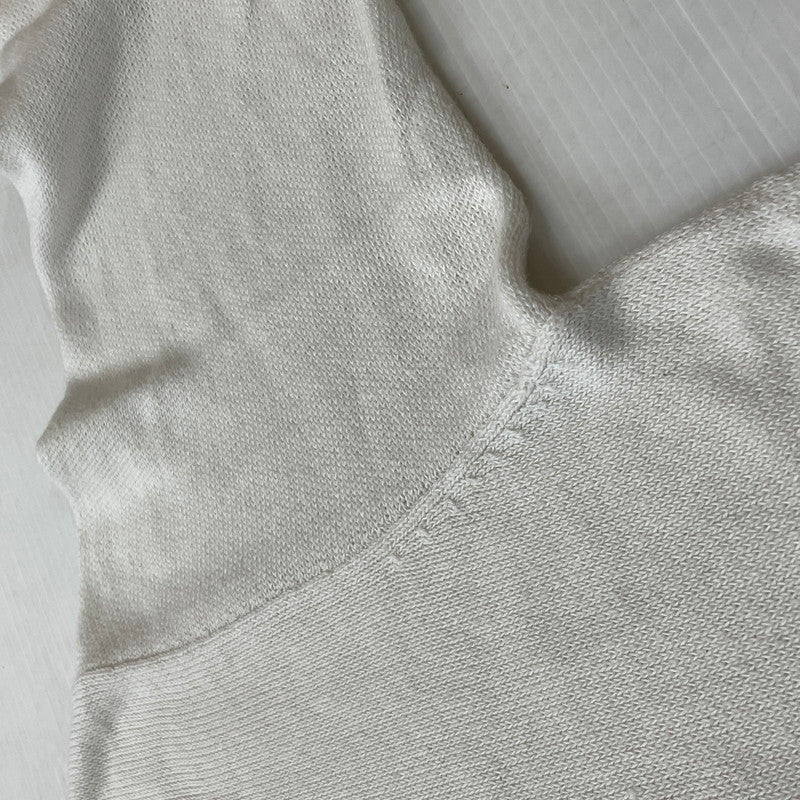【中古品】【メンズ】 HYSTERIC GLAMOUR ヒステリックグラマー GIRL WOMAN LOGO STRETCH LINEN COTTON KNIT 02171NS04 ガール ウーマン ロゴ ストレッチ リネンコットン ニット トップス 140-260719-sa-04-tei サイズ：M カラー：ホワイト 万代Net店