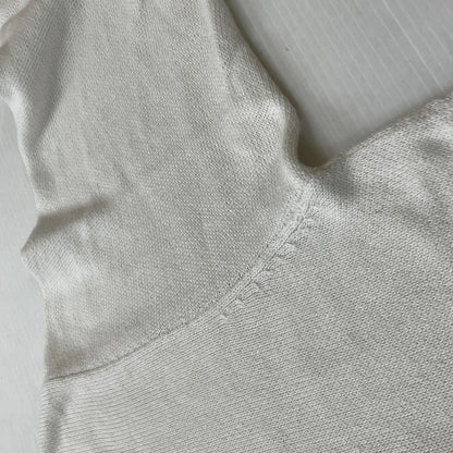 【中古品】【メンズ】 HYSTERIC GLAMOUR ヒステリックグラマー GIRL WOMAN LOGO STRETCH LINEN COTTON KNIT 02171NS04 ガール ウーマン ロゴ ストレッチ リネンコットン ニット トップス 140-260719-sa-04-tei サイズ：M カラー：ホワイト 万代Net店
