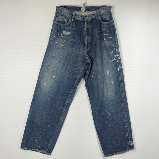 【中古品】【メンズ】 GOLD ゴールド RECYCLED WASTE SUVIN COTTON YARN 14OZ DENIM 5POCKET WIDE PANTS GL42579H リサイクルド ウェスト スヴィンコットン ヤーン ボトムス ジーンズ デニム 156-260719-sa-08-tei サイズ：L カラー：インディゴ 万代Net店