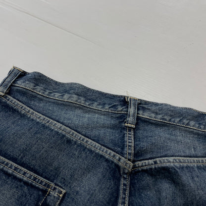 【中古品】【メンズ】 GOLD ゴールド RECYCLED WASTE SUVIN COTTON YARN 14OZ DENIM 5POCKET WIDE PANTS GL42579H リサイクルド ウェスト スヴィンコットン ヤーン ボトムス ジーンズ デニム 156-260719-sa-08-tei サイズ：L カラー：インディゴ 万代Net店